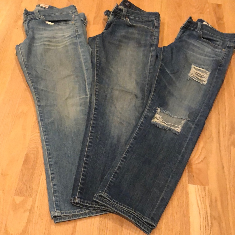 3 pairs of Adriano Goldschmied the tomboy crop jeans.